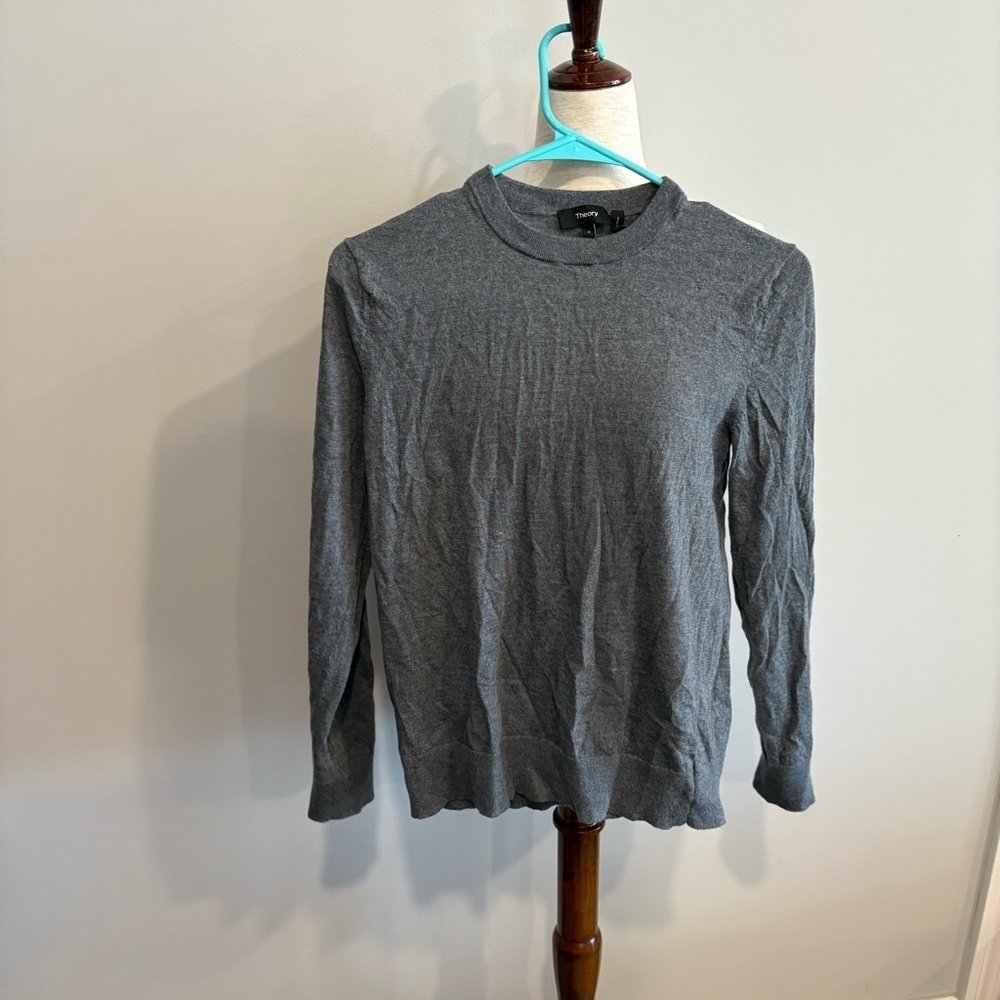 Theory Small Womens Gray Long Sleeve‎ Sweater Crewneck